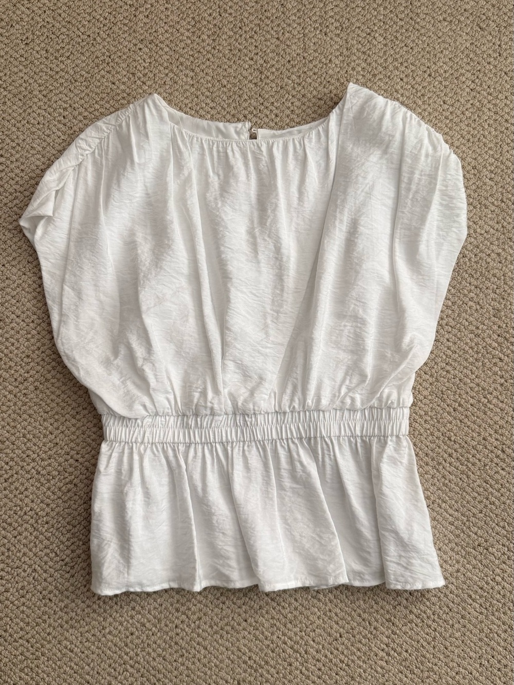 a new day White Gathered Waist Short Sleeve Blouse